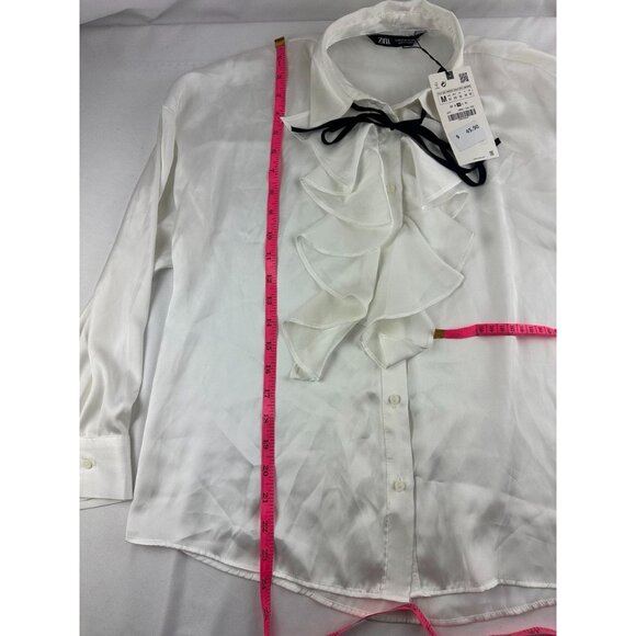 NWT Zara Satin Like Pirate Blouse Size Medium - Picture 8 of 8